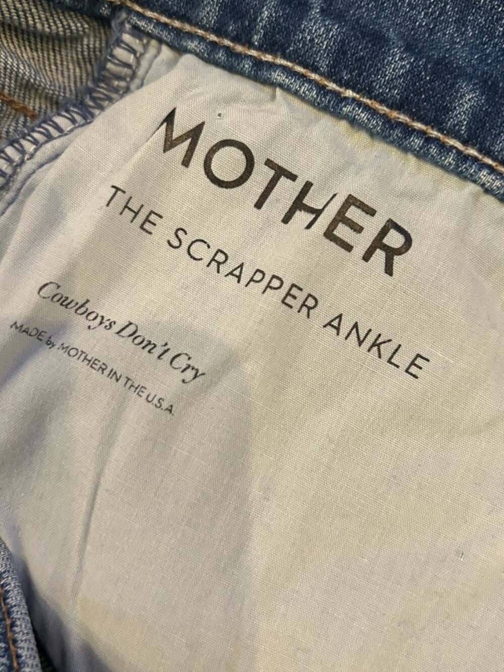 MOTHER The Scrapper Ankle Jeans Cowboys Don't Cry Size 28 - Picture 7 of 8